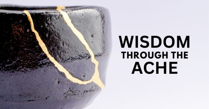A kintsugi vase with gold-mended cracks, symbolizing finding comfort in pain and building emotional self-awareness.