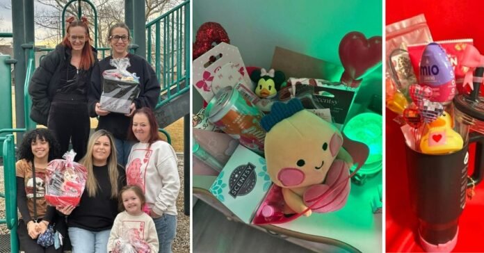 A group of local women making a difference with anonymous gift baskets to brighten a neighbors day.