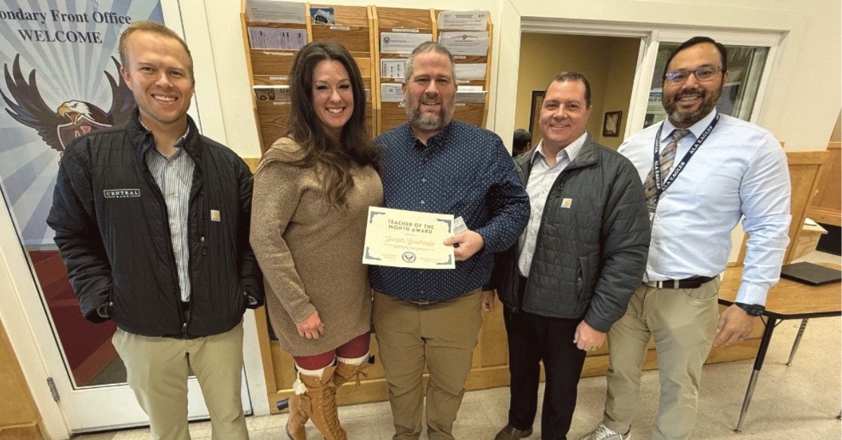 Joe Governale, ALA Teacher of the Month, smiling at American Leadership Academy.