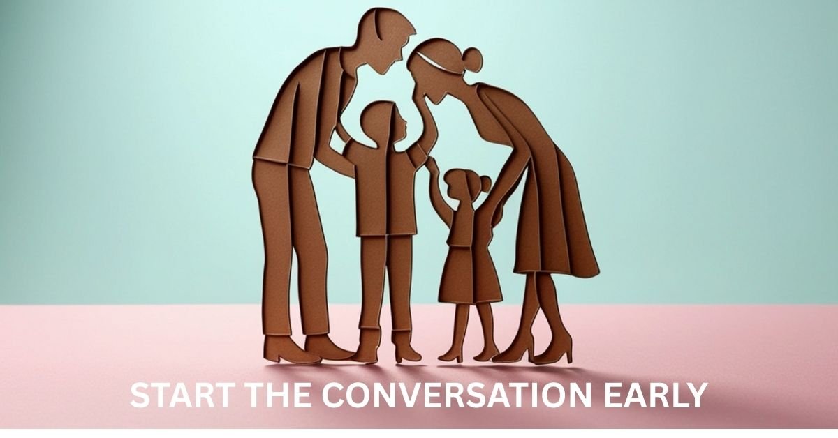 A portrayal of a family having a conversation to prepare for the digital reality of the modern world.