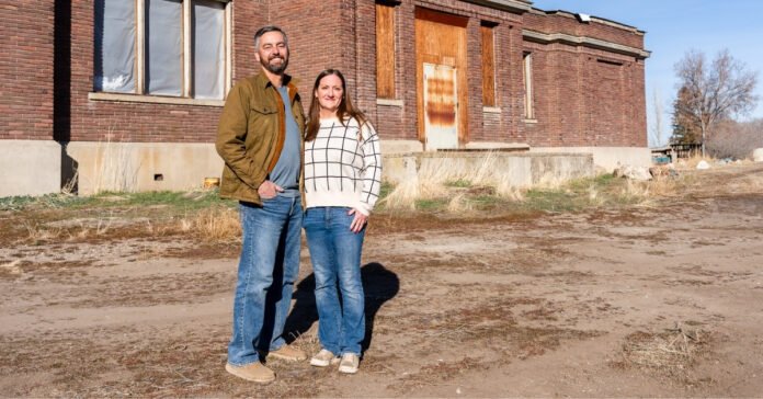 The historic Spring Lake School building undergoing restoration to preserve local community history. Jason and Carrie Knapp. Photos by Pete Hansen.