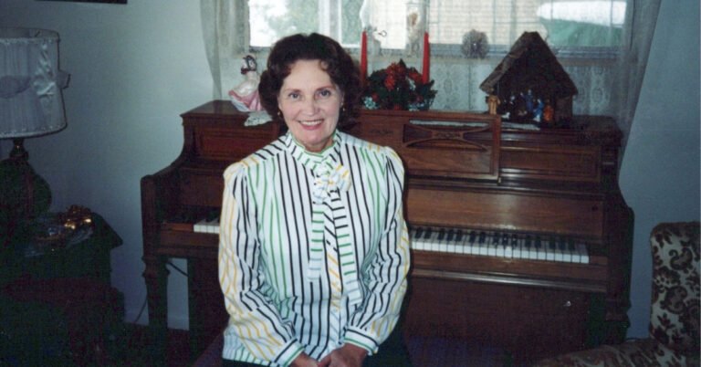 Grandma Tucker at her piano. She’s spent a lifetime sharing her gift—playing in nearly every chapel in Springville, honoring countless lives at funerals, and filling our hearts with music.