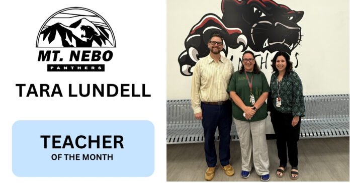 Tara Lundell, Teacher of the Month at Mount Nebo Middle School, celebrating 30 years of helping students learn to read.